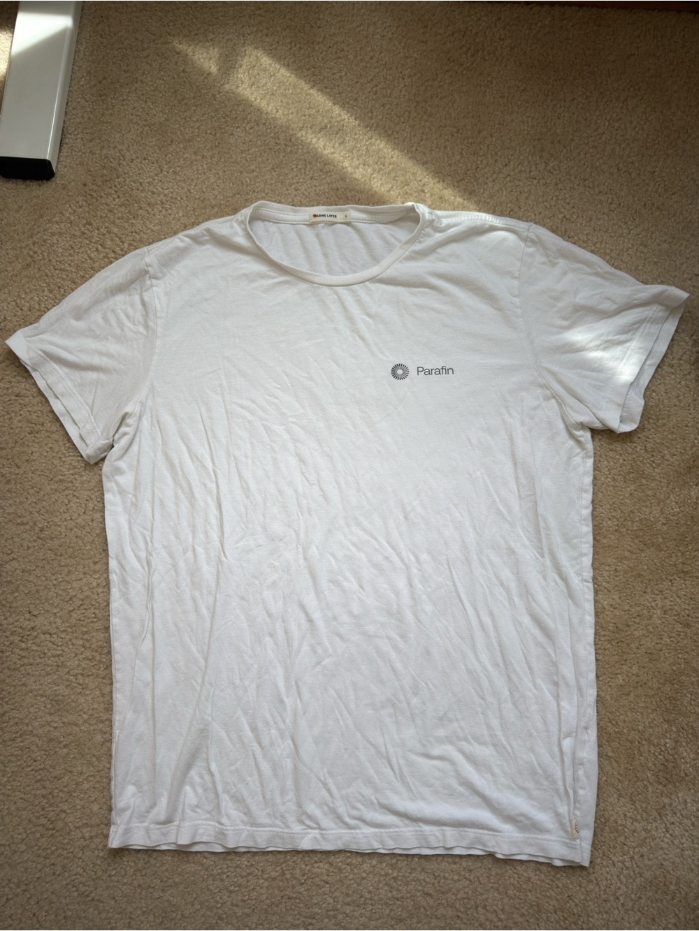 Marine Layer White Crewneck Short Sleeve Tee with Subtle Logo